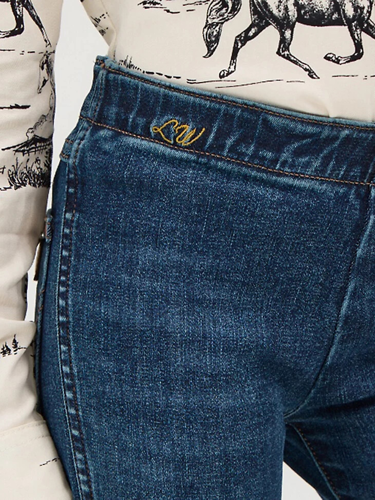 wrangler x lainey wilson schlaghosen für mädchen dunkelblaue denim-waschung