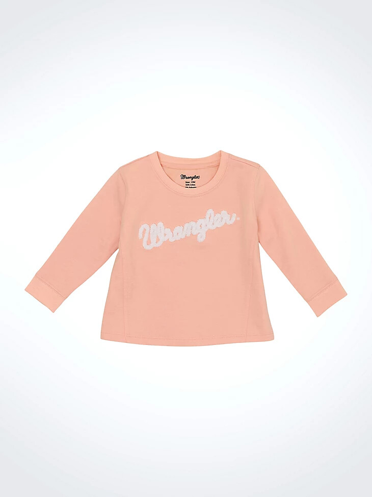 mädchen-sweatshirt mit logo-rundum-ausschnitt rosa