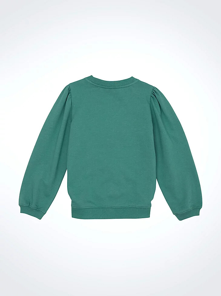 mädchen-pullover wrangler mit grafikprint und puffärmeln türkis