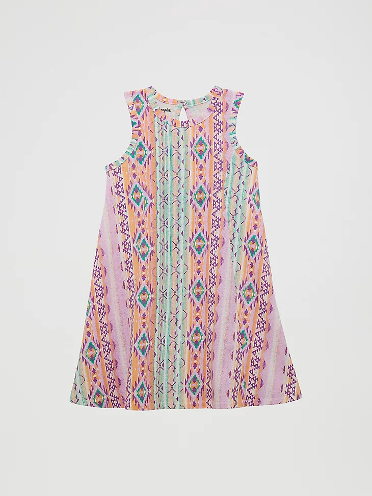 Ärmelloses western-swingkleid für mädchen lila geometrisch