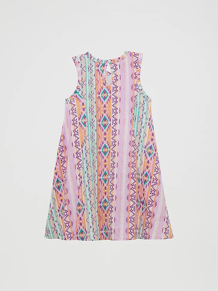 Ärmelloses western-swingkleid für mädchen lila geometrisch