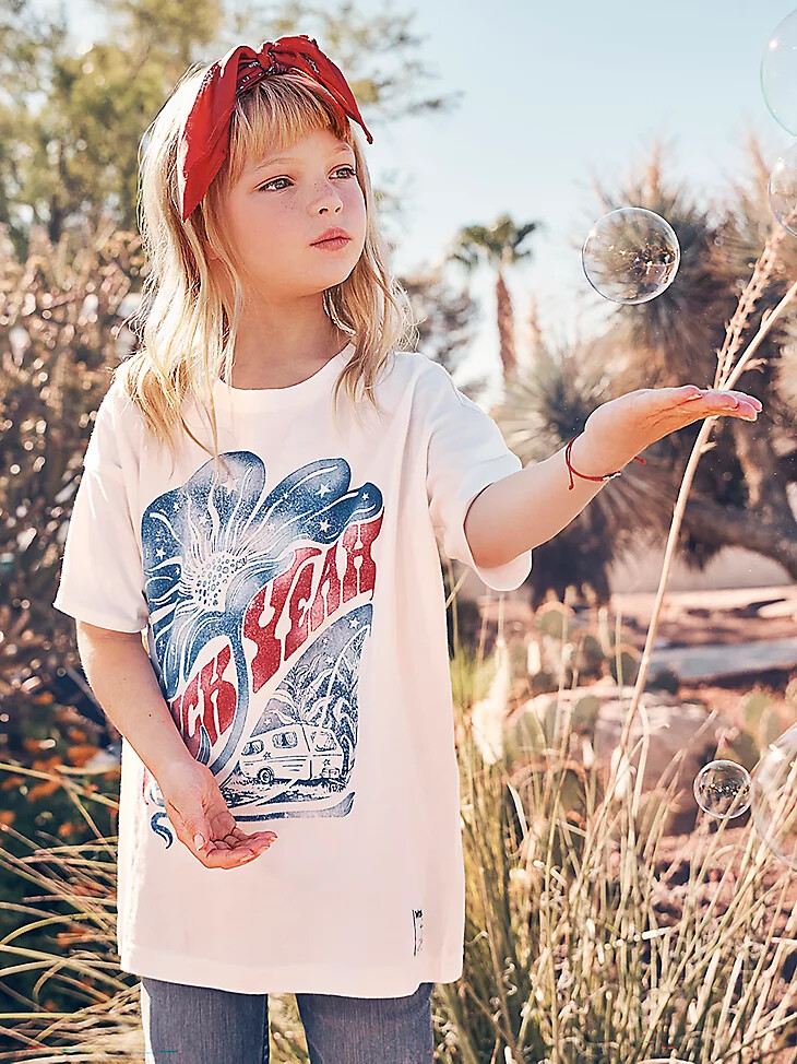 mädchen wrangler x lainey wilson oversized grafik-t-shirt heck yeah