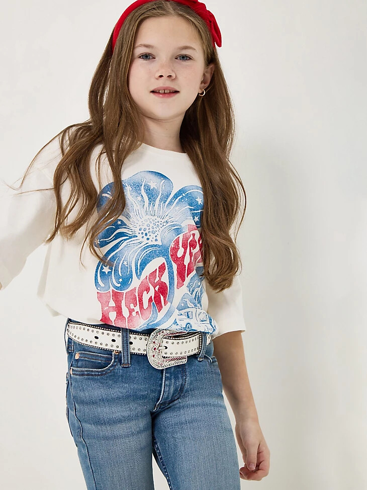 mädchen wrangler x lainey wilson oversized grafik-t-shirt heck yeah