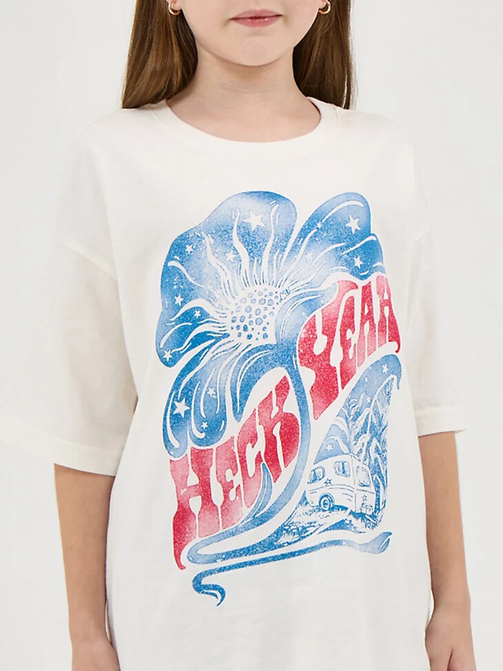 mädchen wrangler x lainey wilson oversized grafik-t-shirt heck yeah