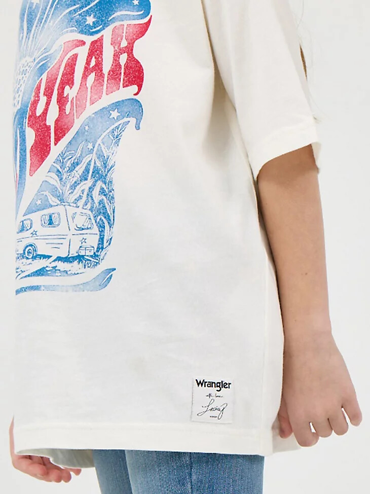 mädchen wrangler x lainey wilson oversized grafik-t-shirt heck yeah