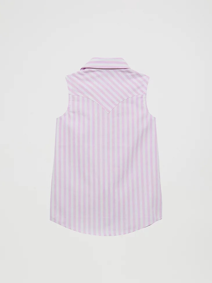 mädchen gestreiftes western-tanktop mit druckknöpfen lila