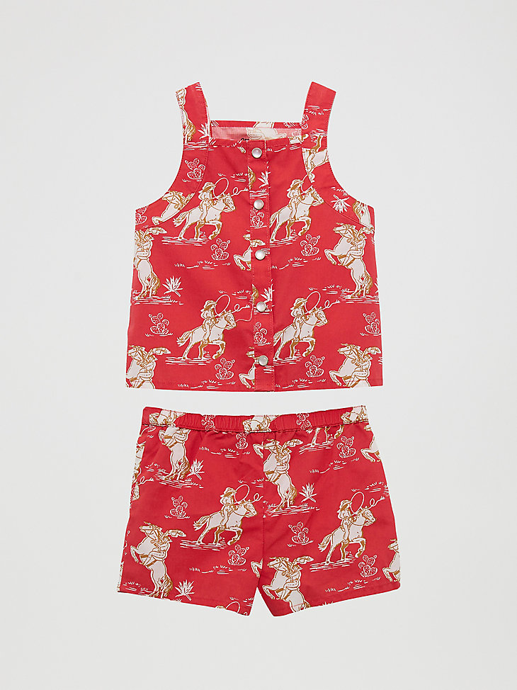 shorts-set mit westernprint für kleine mädchen red horse