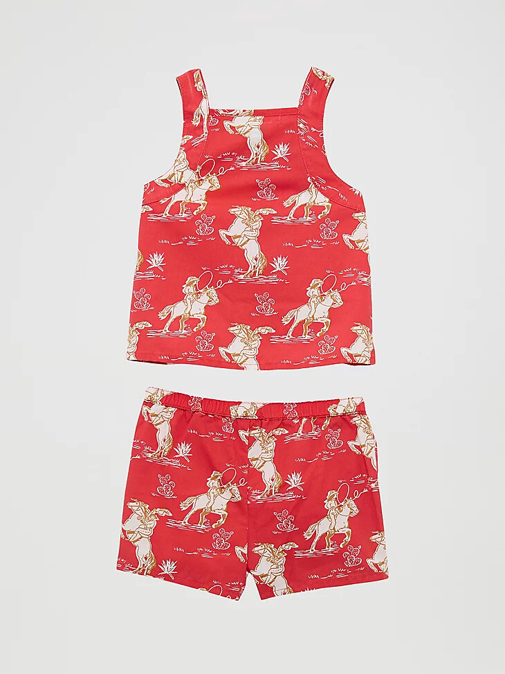shorts-set mit westernprint für kleine mädchen red horse