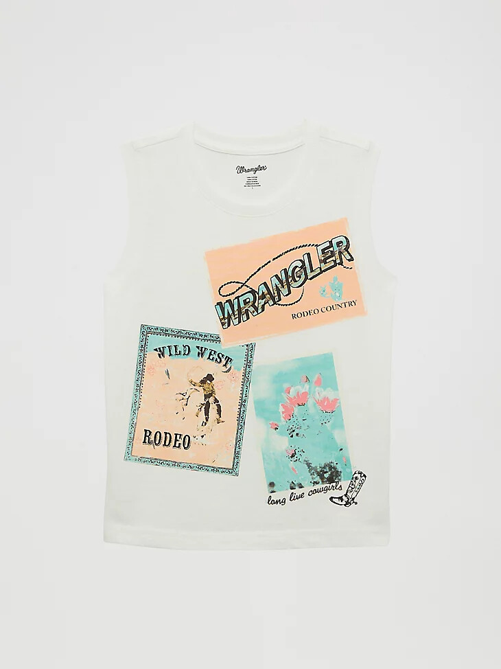 mädchen-tanktop mit western-grafik weiß