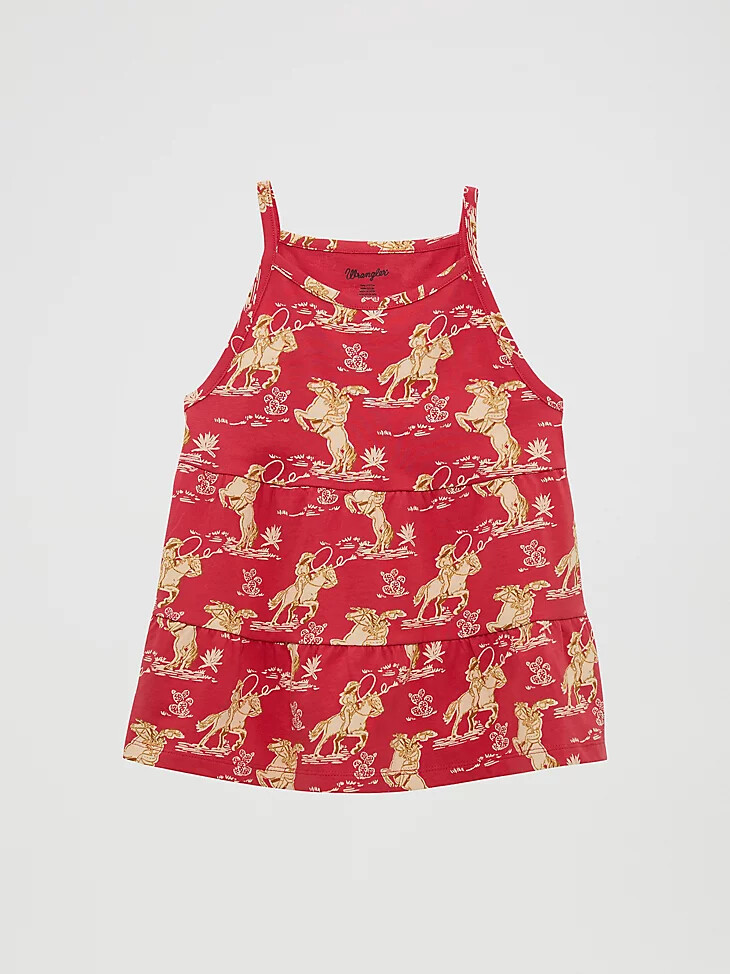 mädchen cowgirl stufen-stricktop rotes pferd