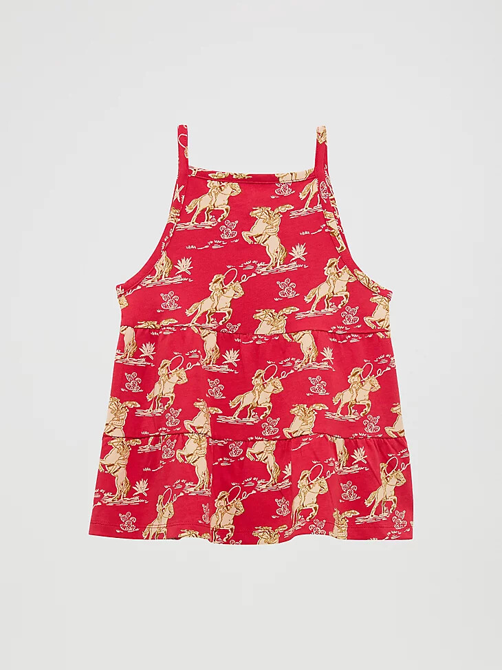 mädchen cowgirl stufen-stricktop rotes pferd